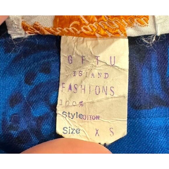 Hawaiiana Modes Honolulu XS VTG Dress Blue Gold Palm Tree Hawaiian Print Resort - Picture 8 of 9